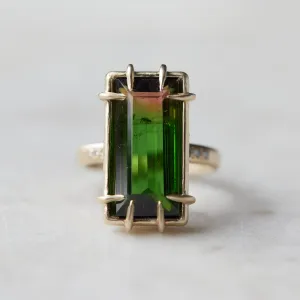 Cloud's Edge Tourmaline   Diamond Vanity Ring