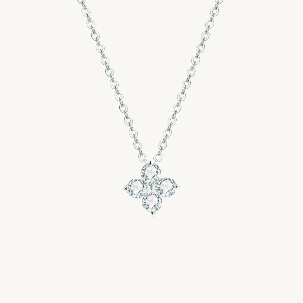 Clover Solitaire Moissanite Necklace 1 Carat