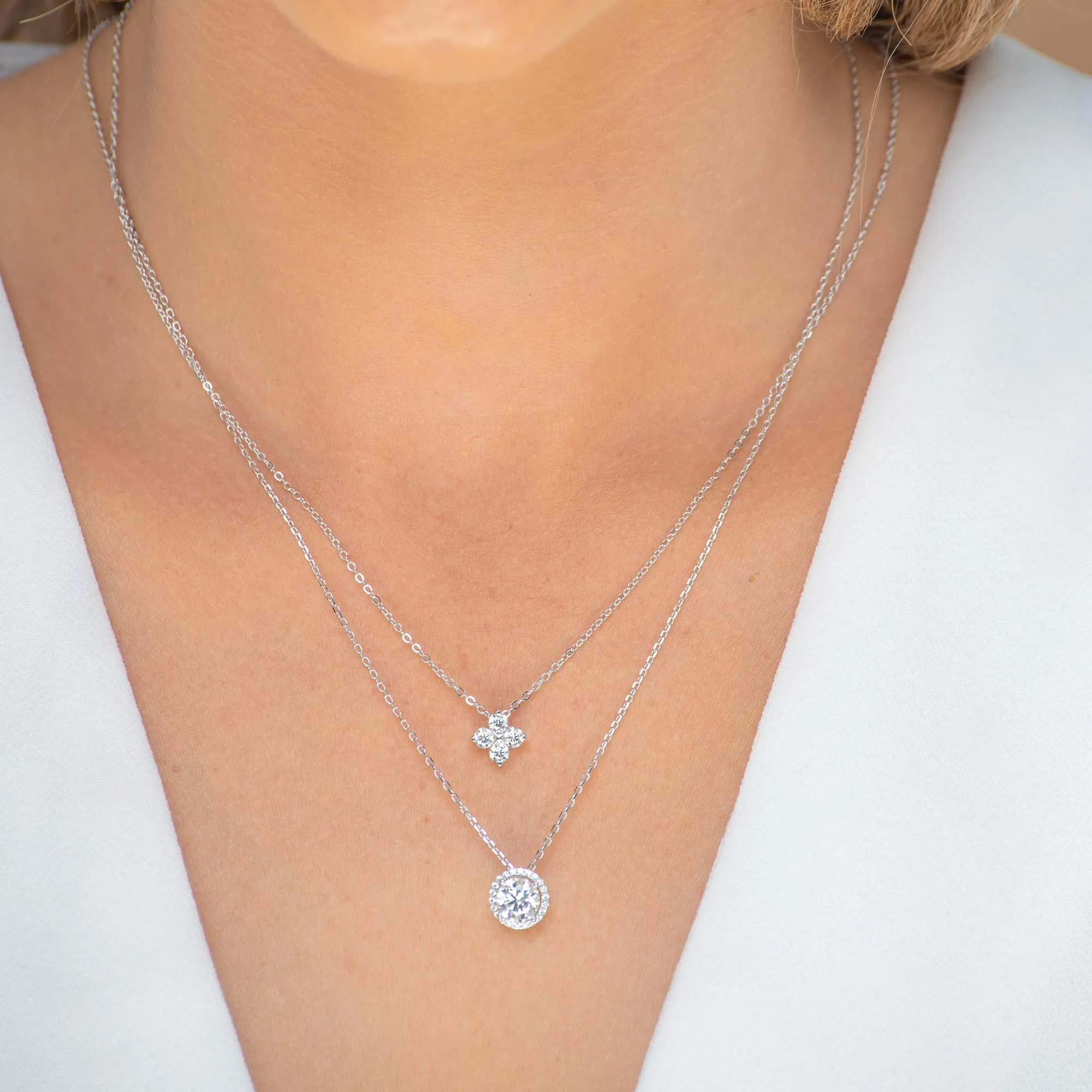 Clover Solitaire Moissanite Necklace 1 Carat