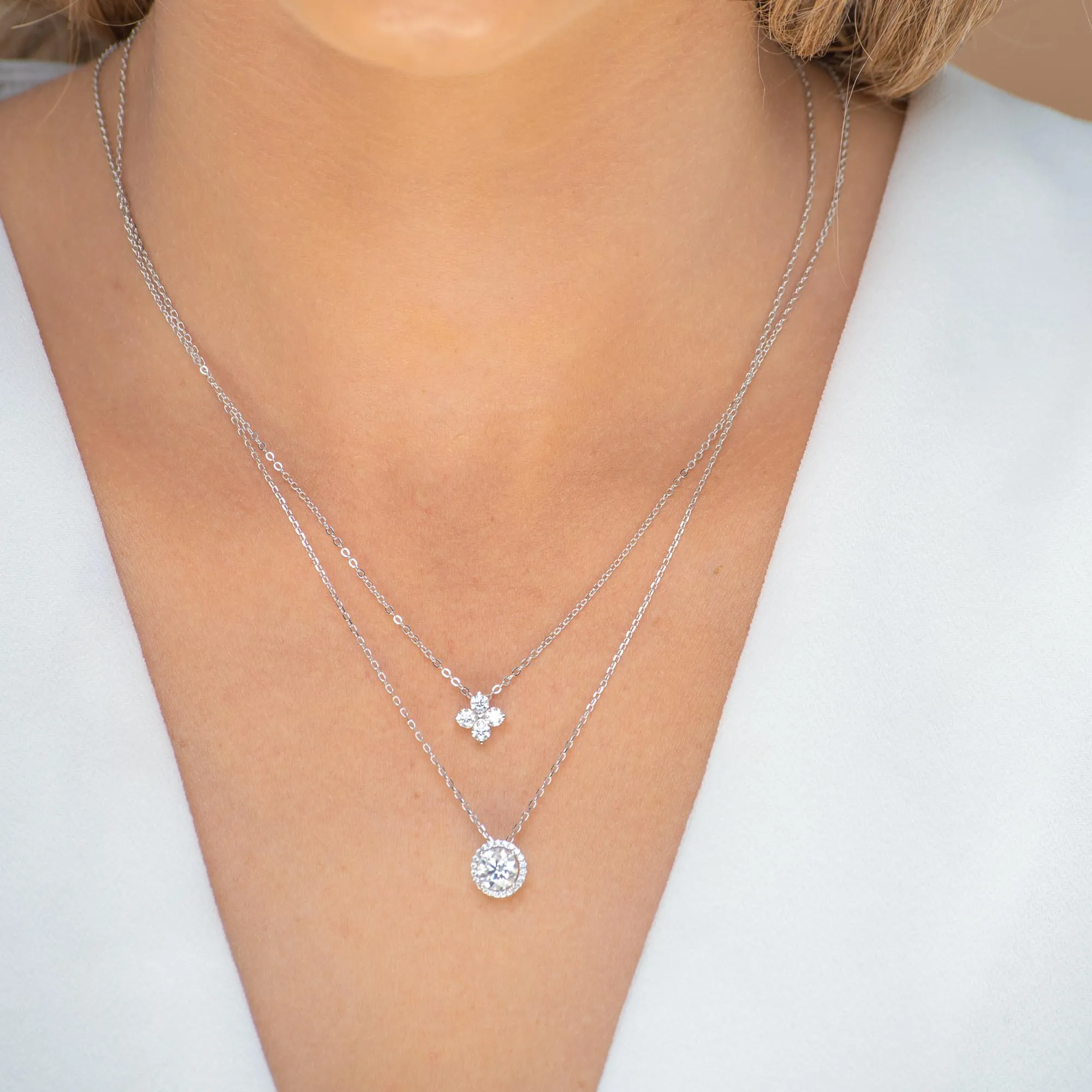 Clover Solitaire Moissanite Necklace 1 Carat