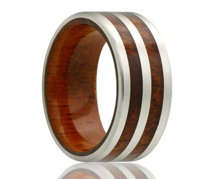 Cobalt Double Row Koa Wood Ring