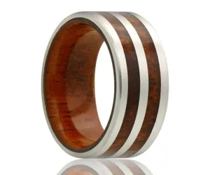 Cobalt Double Row Koa Wood Ring