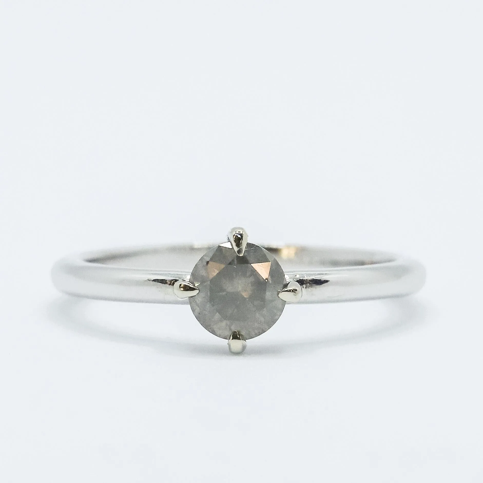 Compass-Set Icy Salt   Pepper Diamond Ring in 14k White Gold