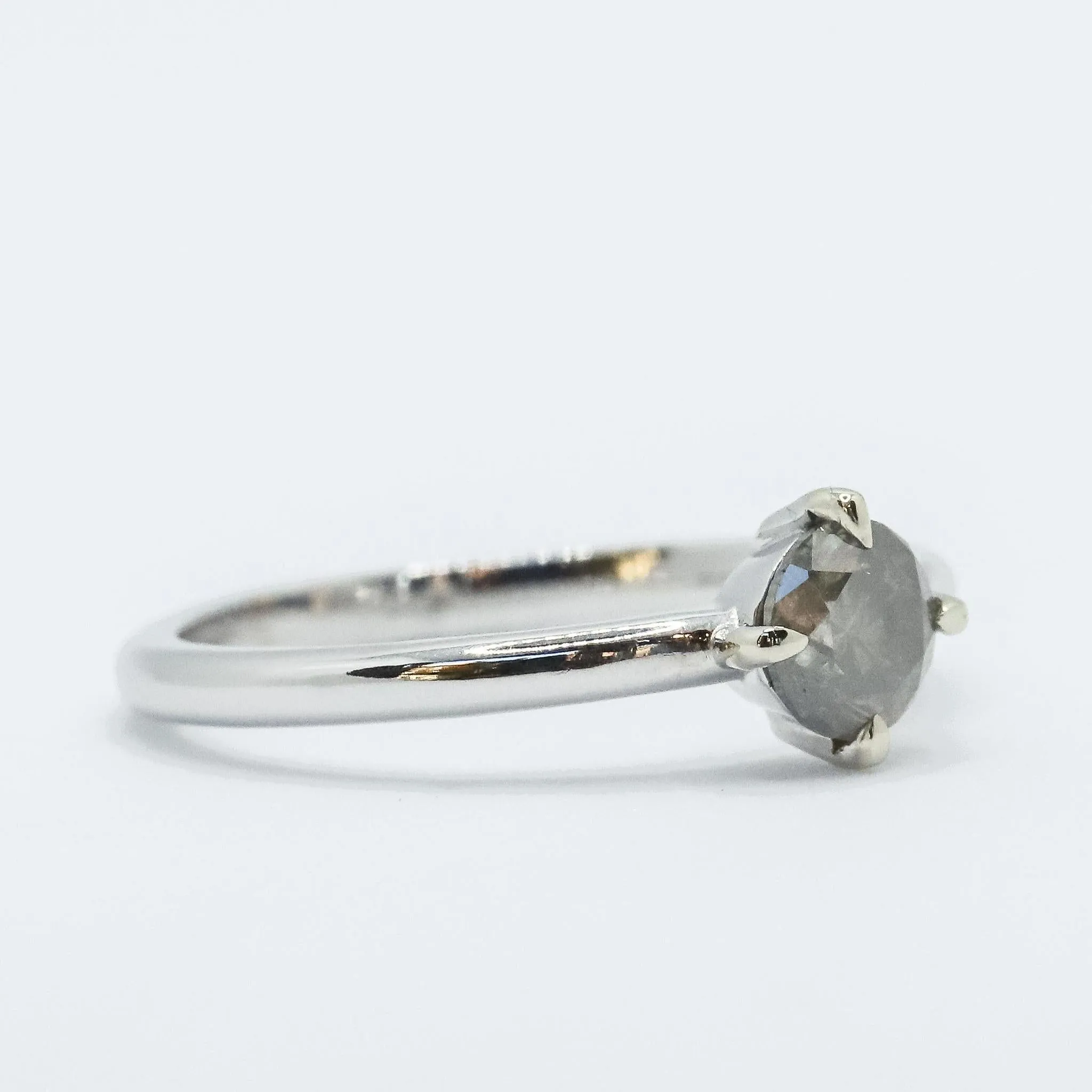 Compass-Set Icy Salt   Pepper Diamond Ring in 14k White Gold