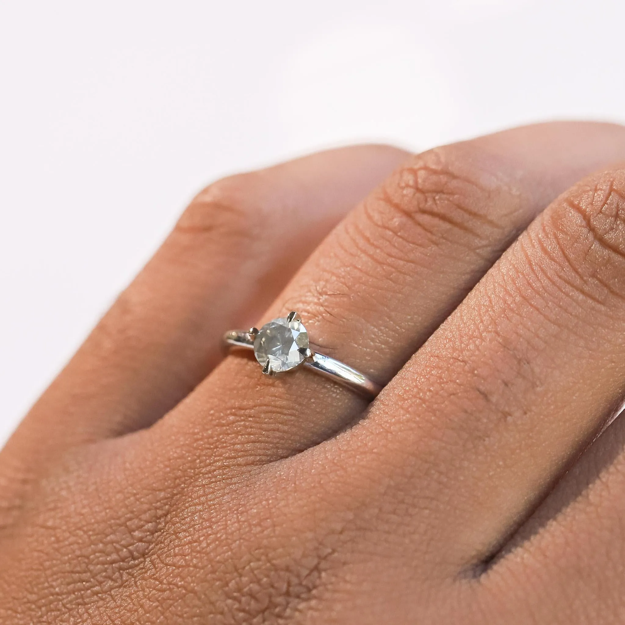 Compass-Set Icy Salt   Pepper Diamond Ring in 14k White Gold