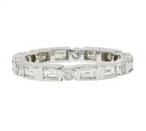 Contemporary 1.26 CTW Diamond 18 Karat Gold Eternity Wedding Band Ring