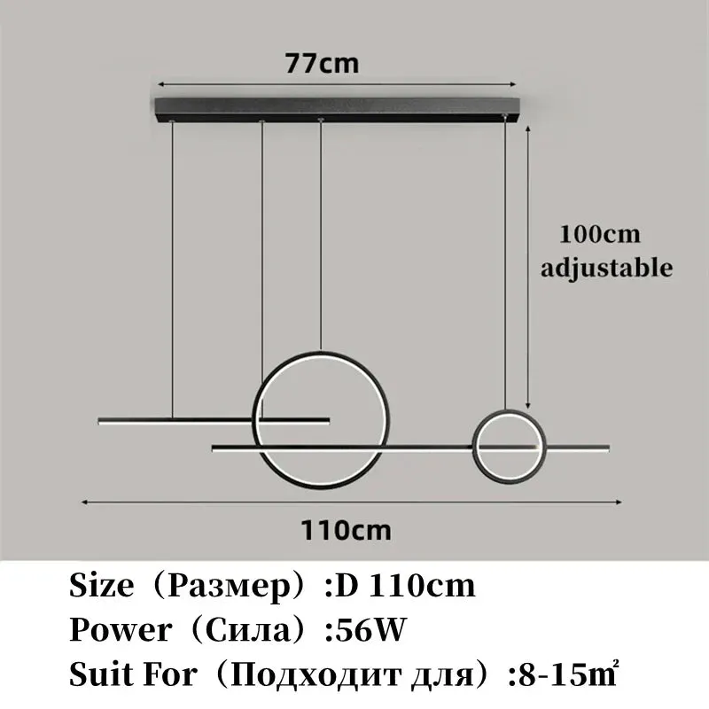 Contemporary LED Restaurant Chandelier - Minimalist Elegance for Living and Dining Spaces with Creative Design