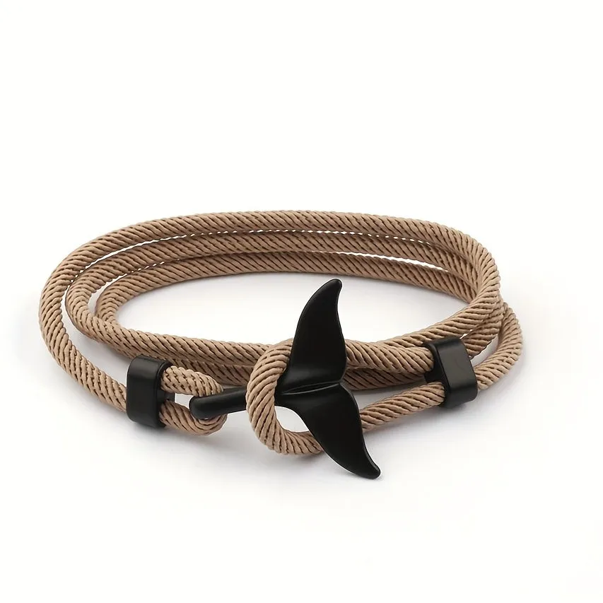 Creative Whale Tail Bracelet Retro Braided Stretchable Holiday Party Gift