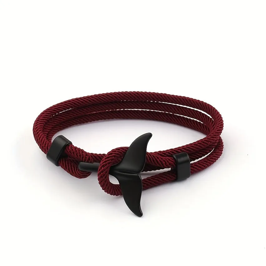 Creative Whale Tail Bracelet Retro Braided Stretchable Holiday Party Gift