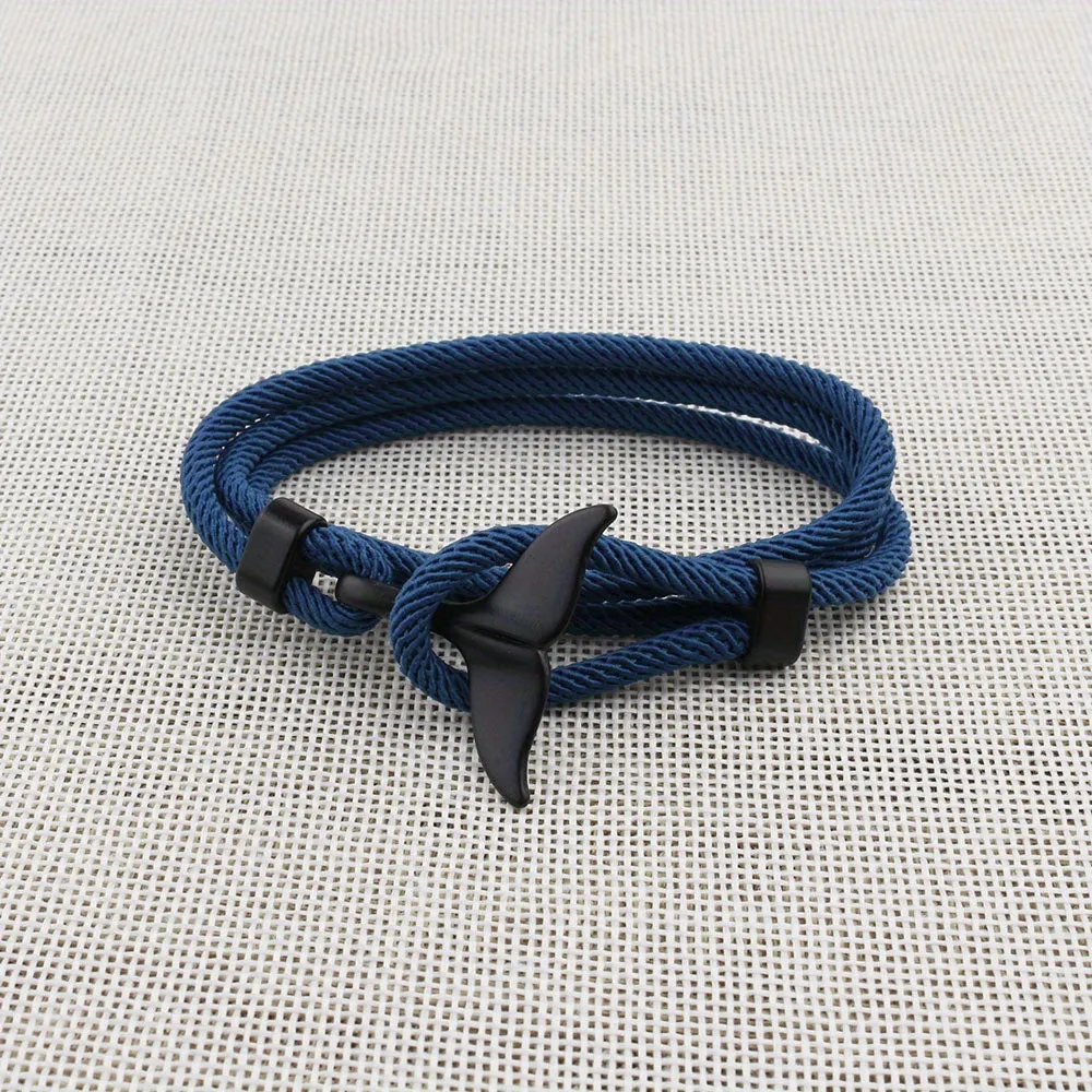 Creative Whale Tail Bracelet Retro Braided Stretchable Holiday Party Gift