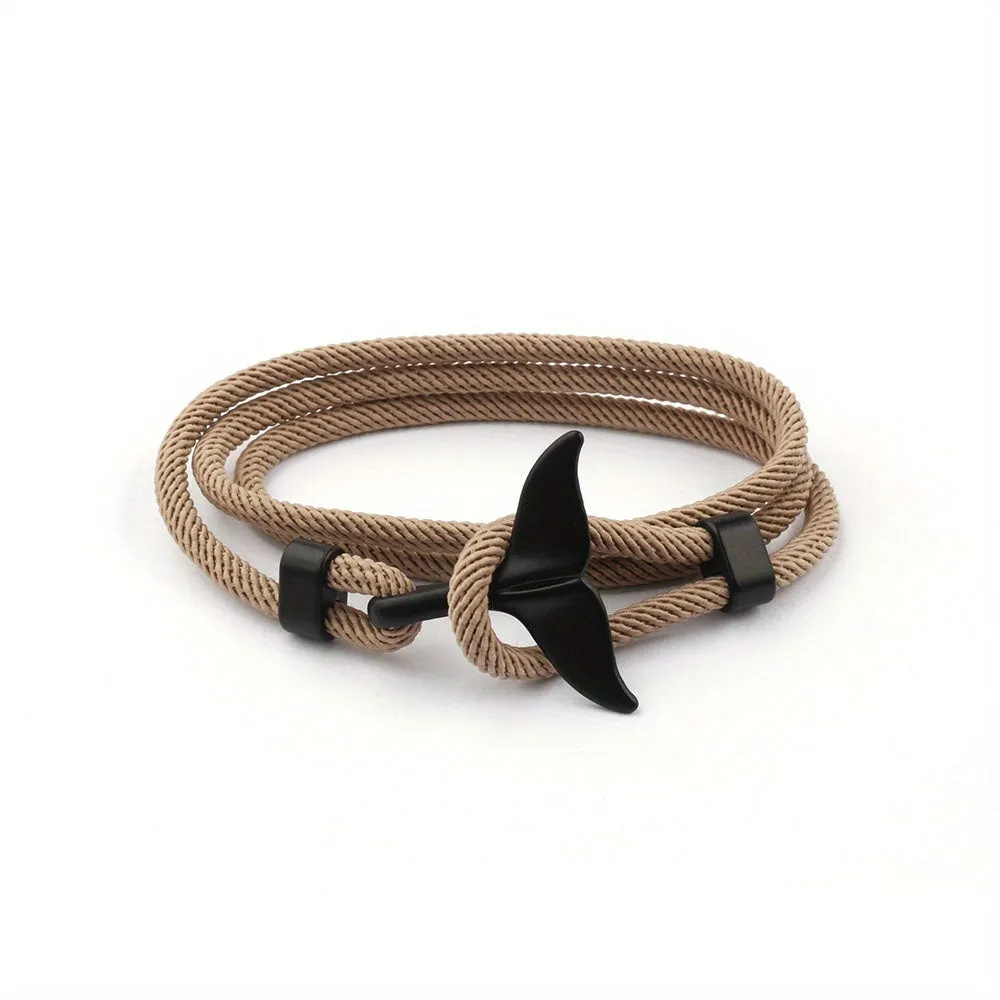 Creative Whale Tail Bracelet Retro Braided Stretchable Holiday Party Gift