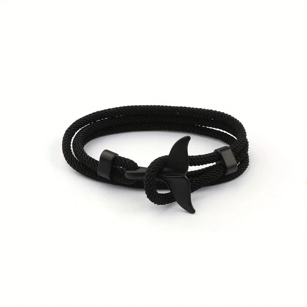 Creative Whale Tail Bracelet Retro Braided Stretchable Holiday Party Gift