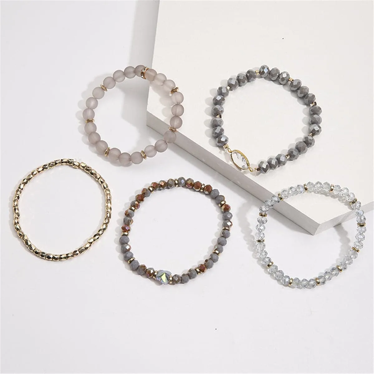 Crystal & Resin Acrylic 18K Gold-Plated Stretch Bracelet Set