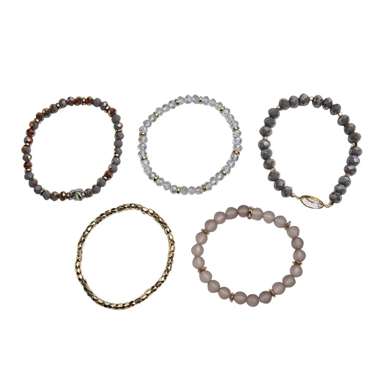 Crystal & Resin Acrylic 18K Gold-Plated Stretch Bracelet Set
