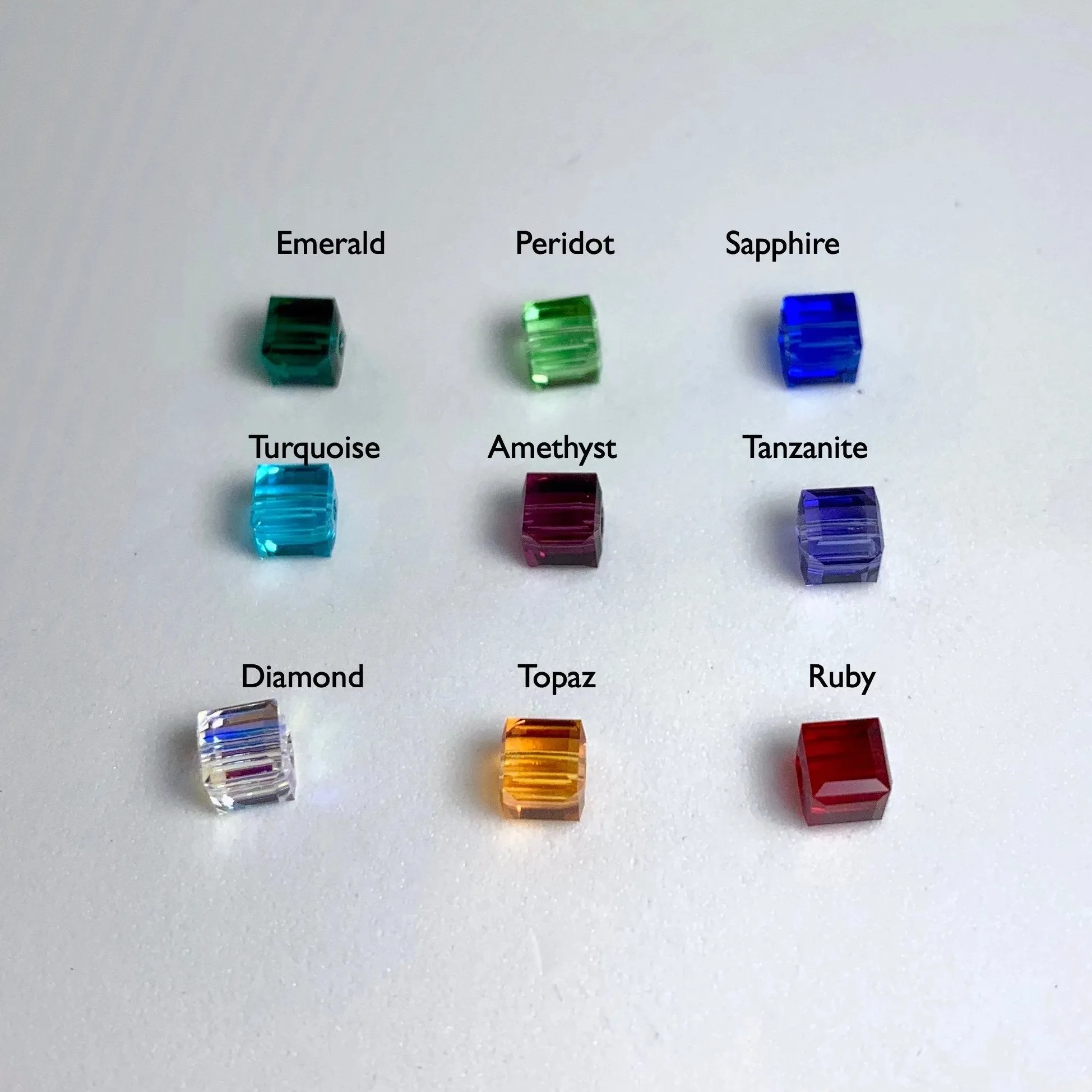 Crystal Cube Bar 14K Gold Necklace