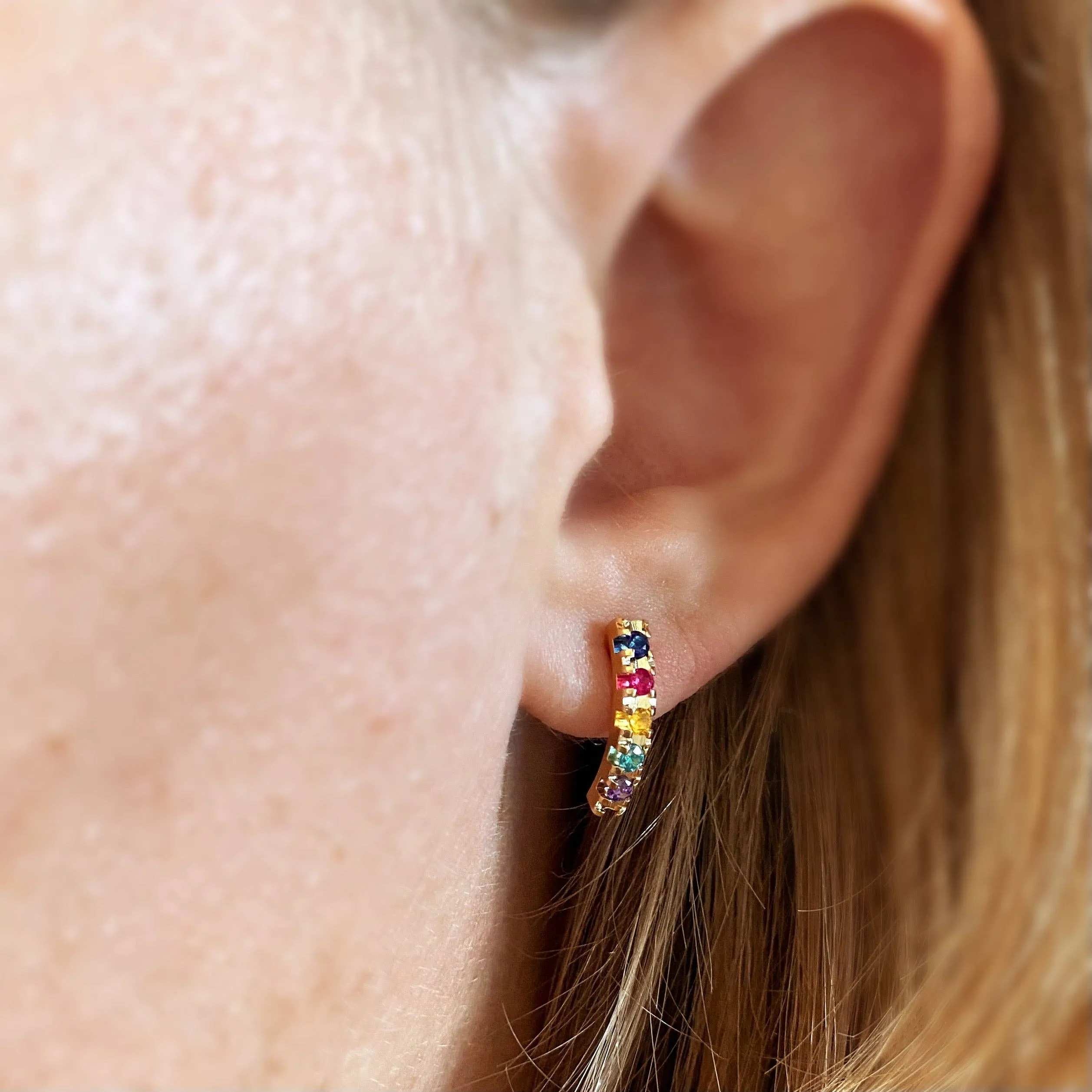 Curved Multicolor Crystal Earrings