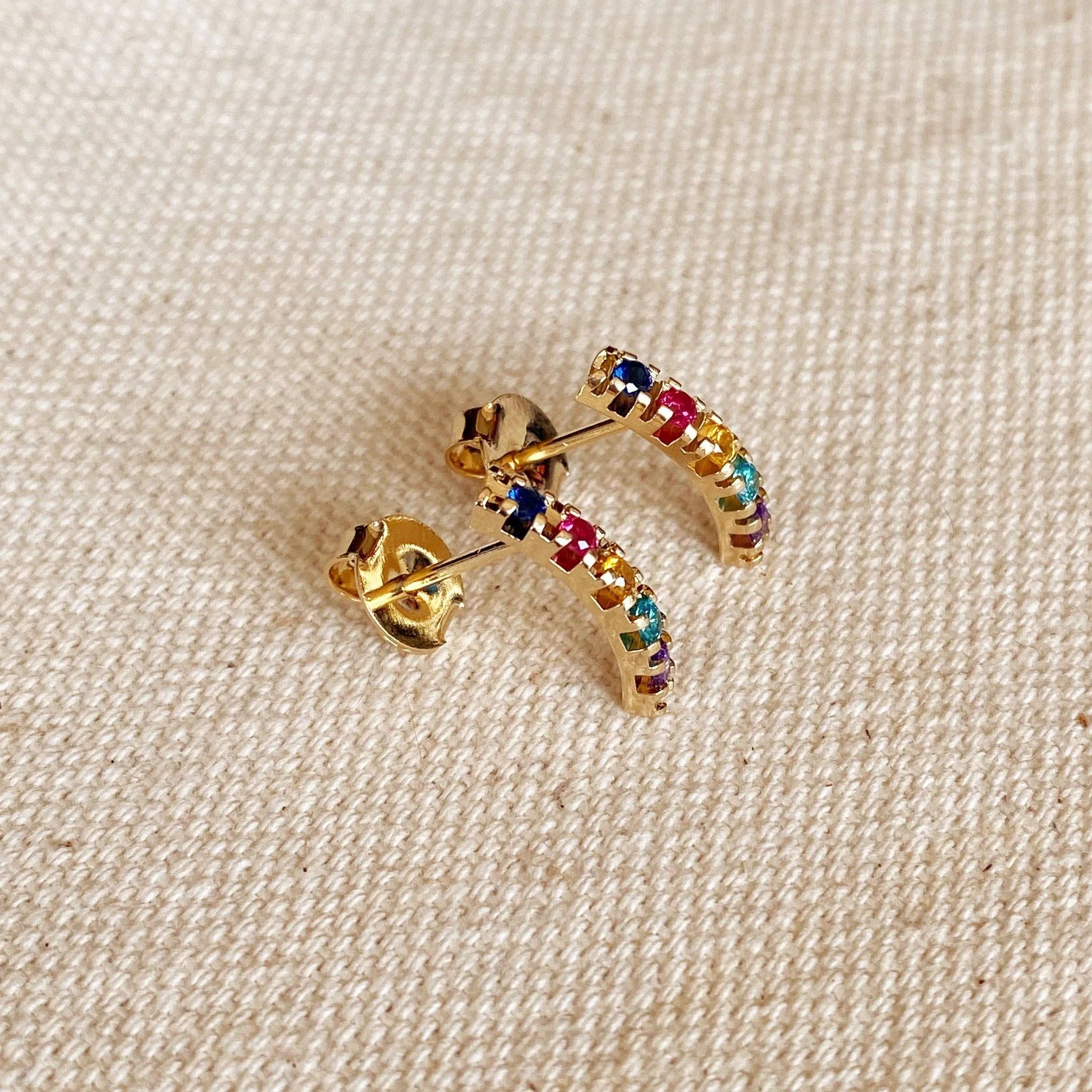 Curved Multicolor Crystal Earrings