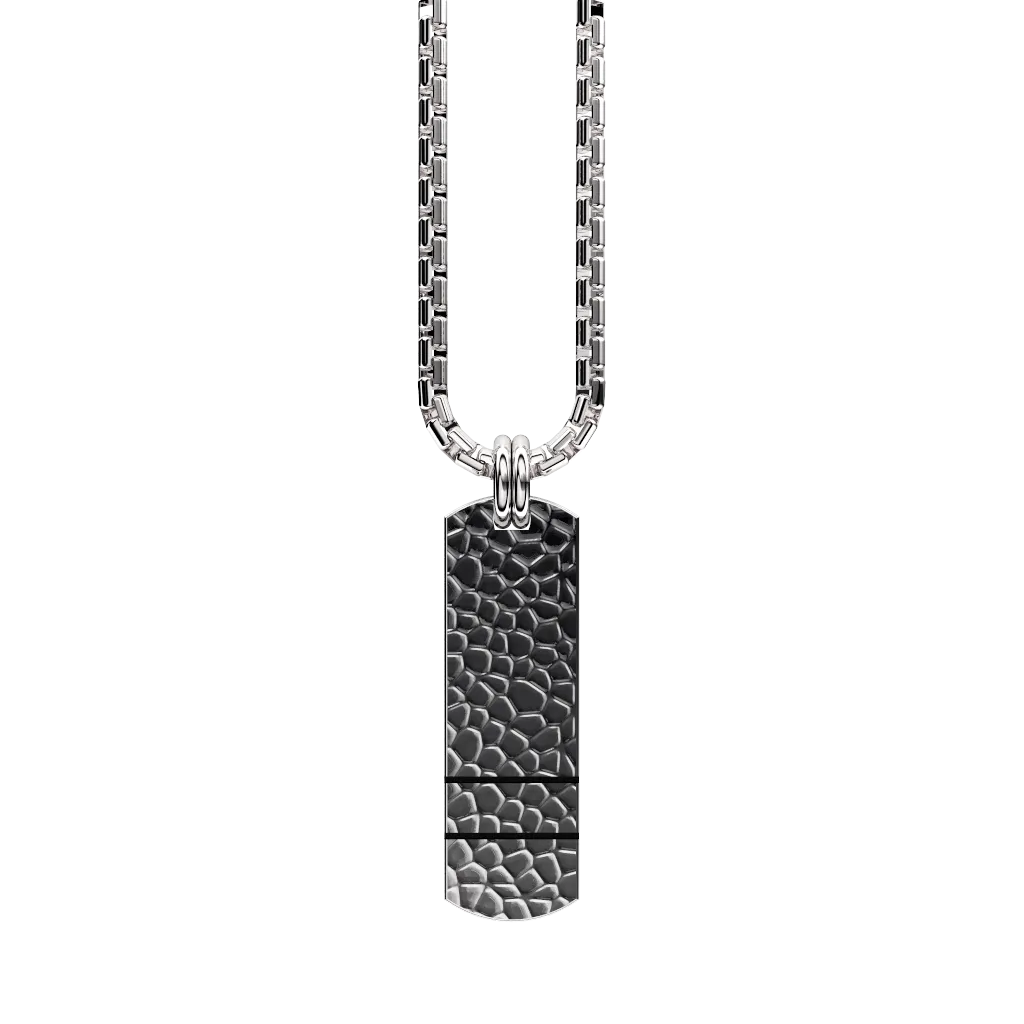 Curved Set Your Bar Sterling Silver Double Horizontal Hammered/Blackened Design
