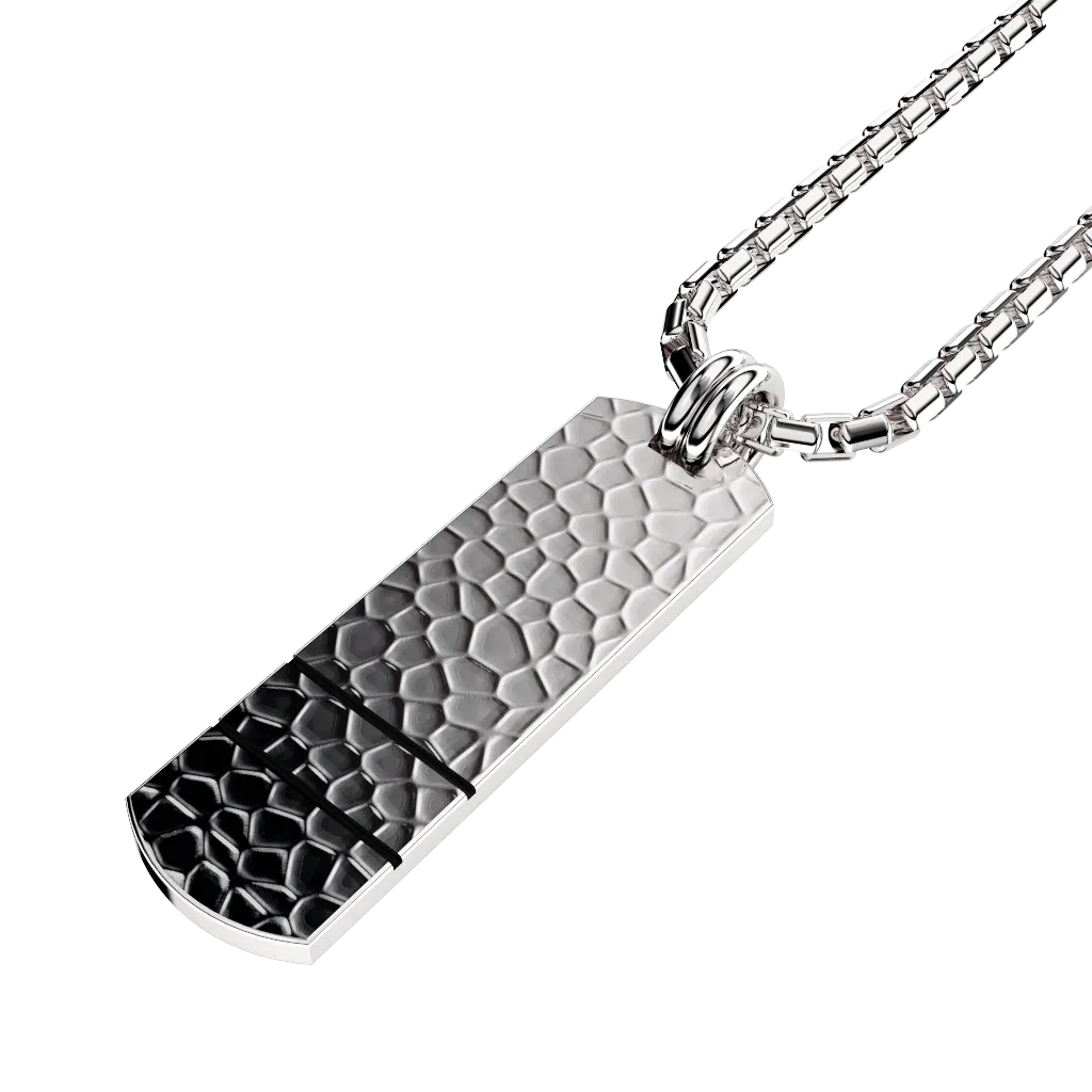 Curved Set Your Bar Sterling Silver Double Horizontal Hammered/Blackened Design