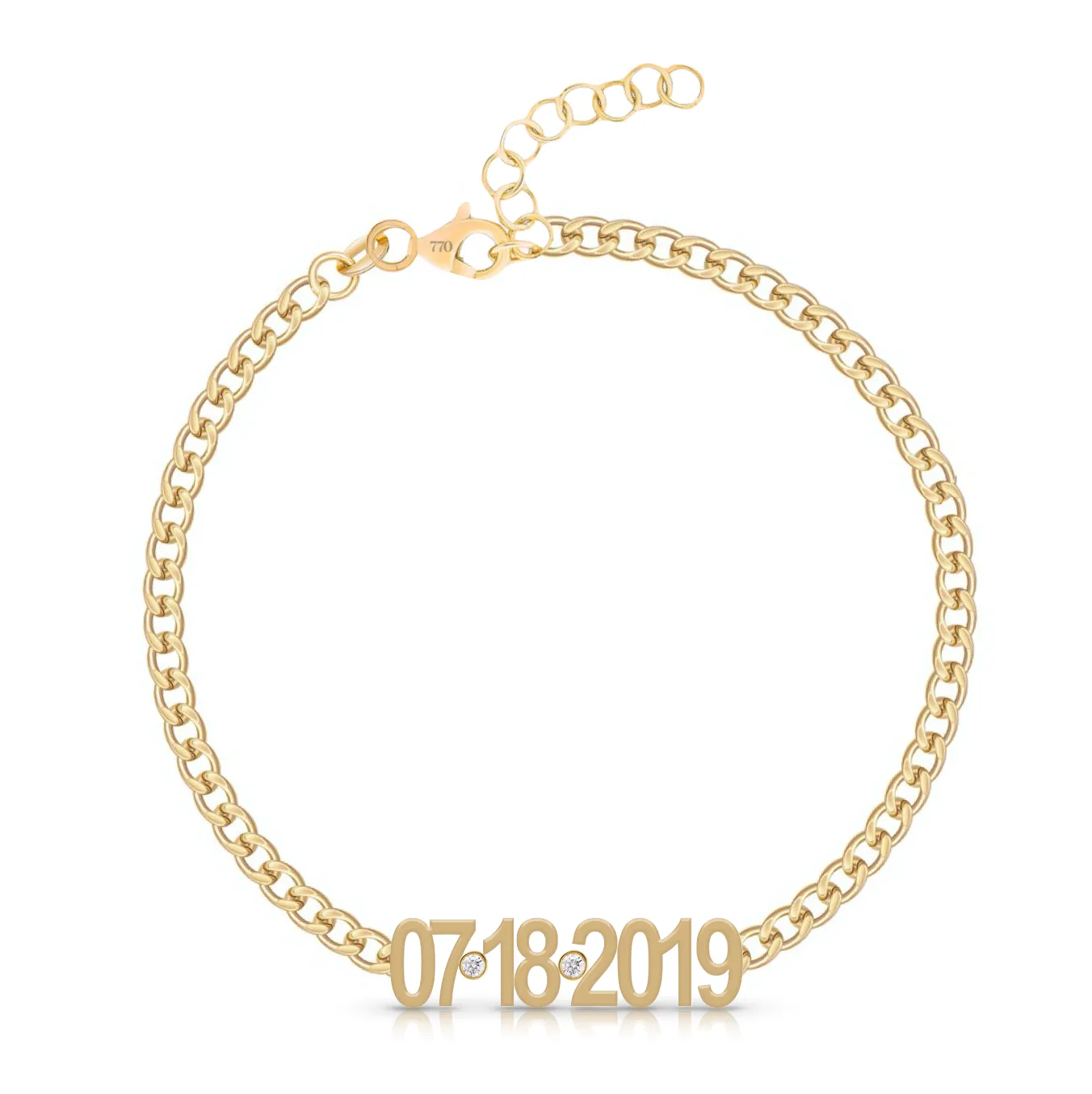 Custom Date on Cuban Link Bracelet