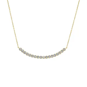 CZ Bezel Curved Tennis Bar Pendant Necklace