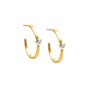 CZ Heart Open Hoop Earring