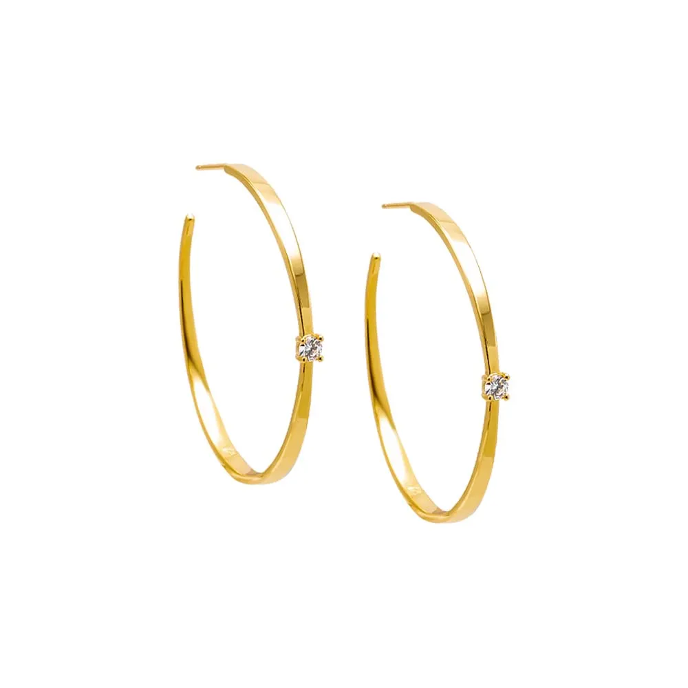 CZ Heart Open Hoop Earring