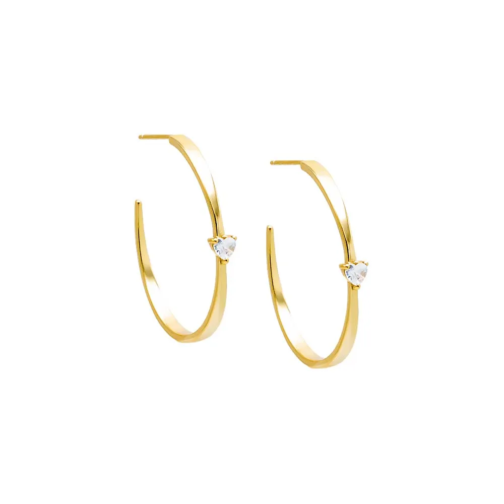 CZ Heart Open Hoop Earring