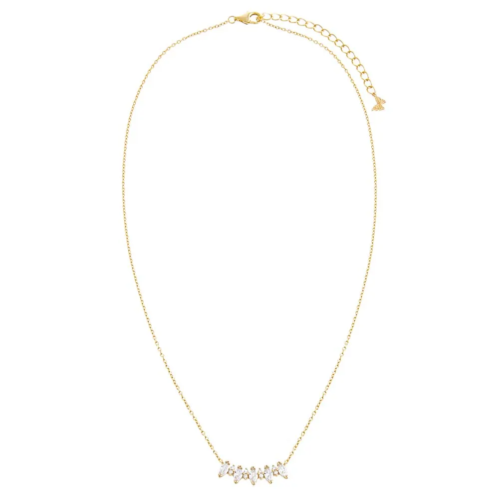 CZ Multi Marquise Curved Bar Necklace