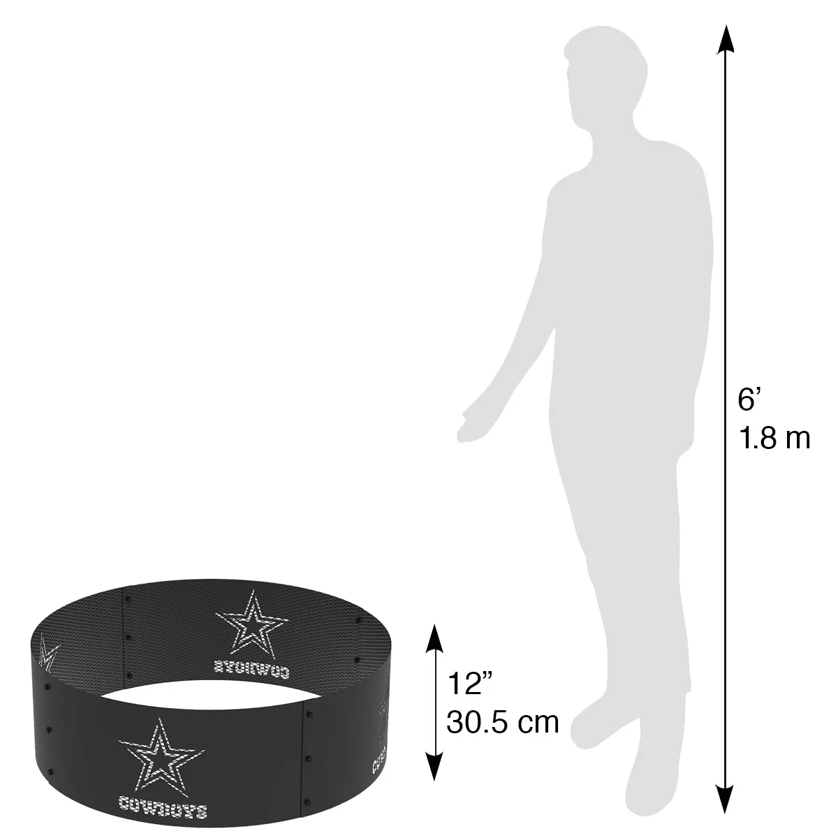Dallas Cowboys 36 in. Round x 12 in. High Decorative Steel Fire Ring