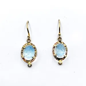 Delicate Blue Moonstones and  Dewy Diamonds
