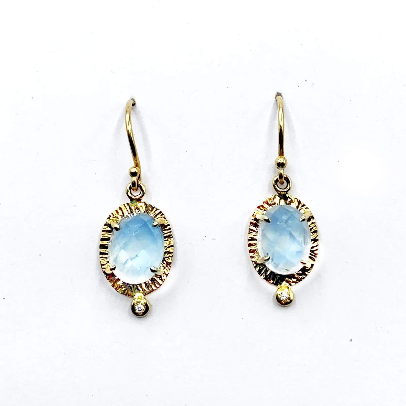 Delicate Blue Moonstones and  Dewy Diamonds