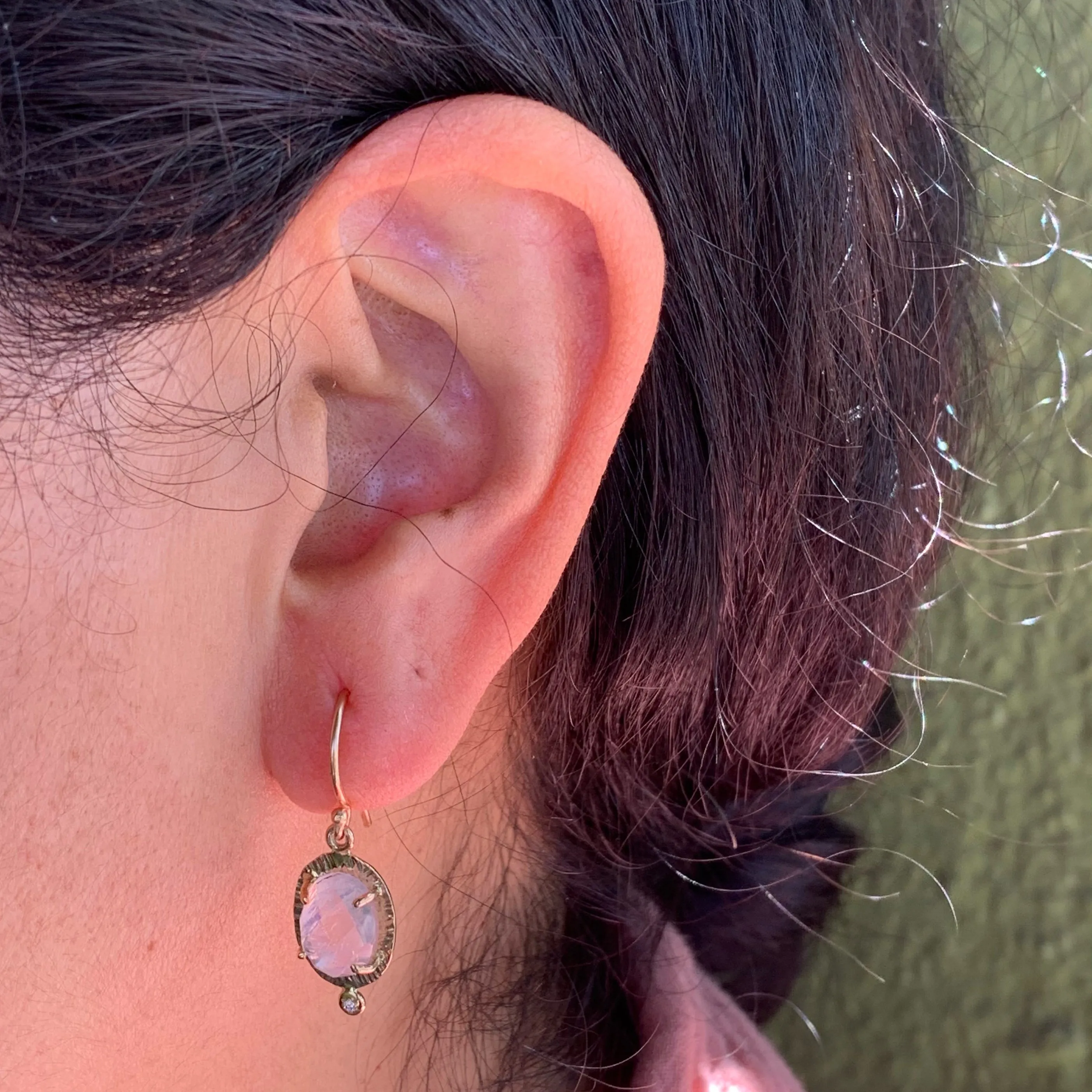 Delicate Blue Moonstones and  Dewy Diamonds