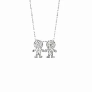 DIAMOND 2 BOYS NECKLACE 14K WHITE GOLD (0.29 CTW)