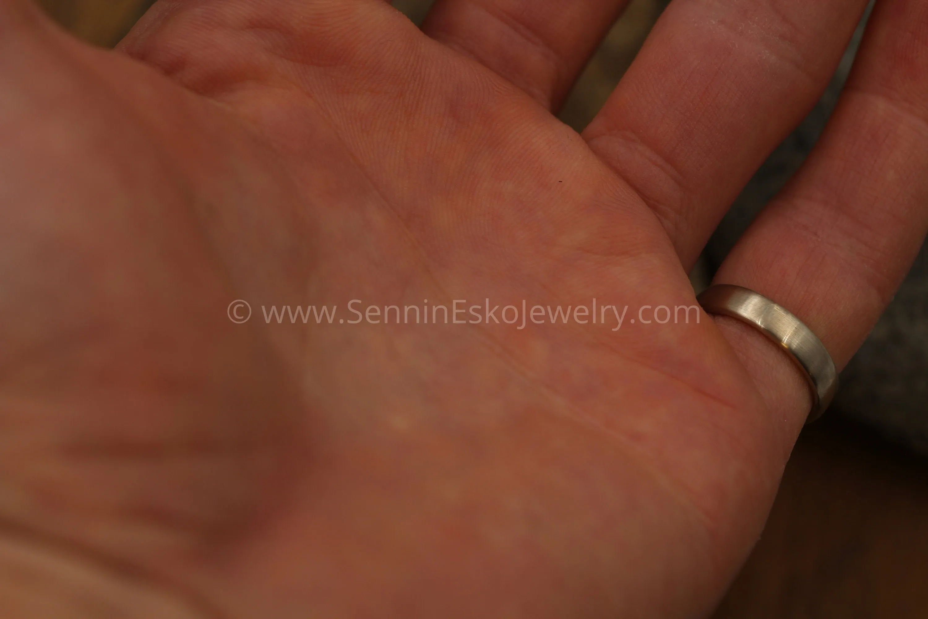Diamond 3mm Wide Flush Set Wedding Band Matte Finish - Diamond Inset Band