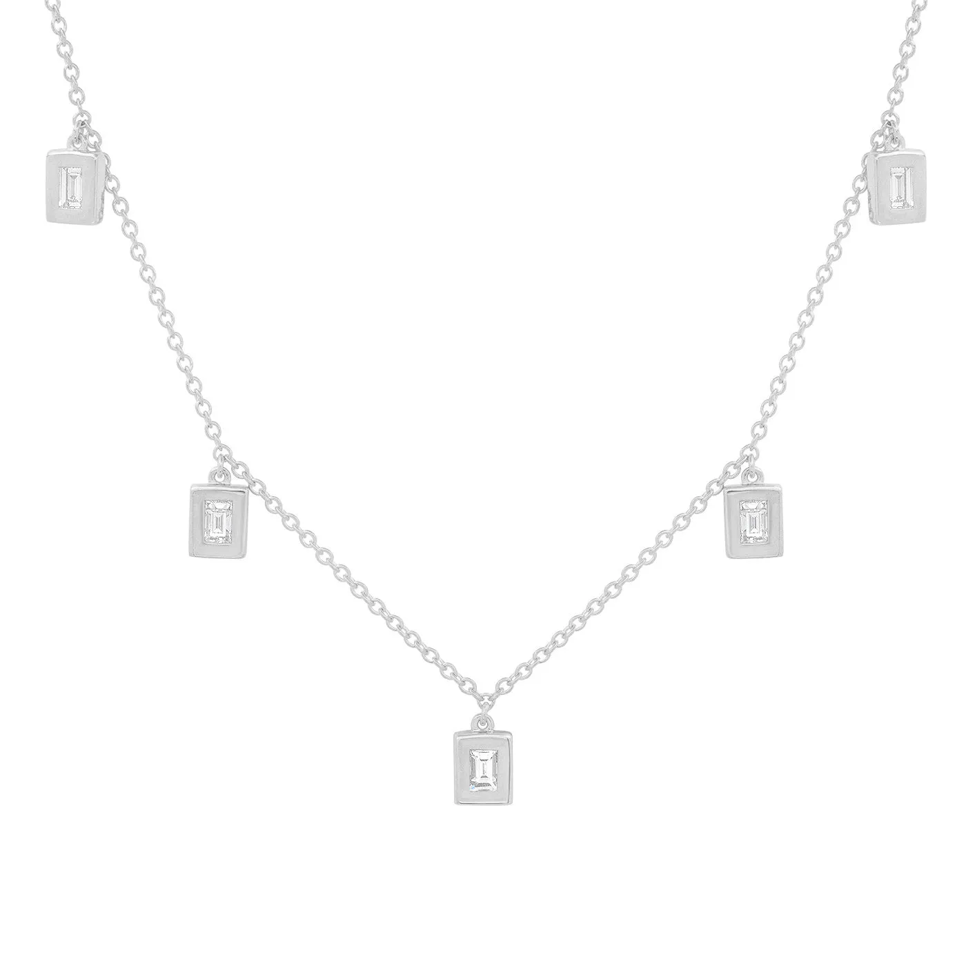Diamond Baguette Drop Necklace