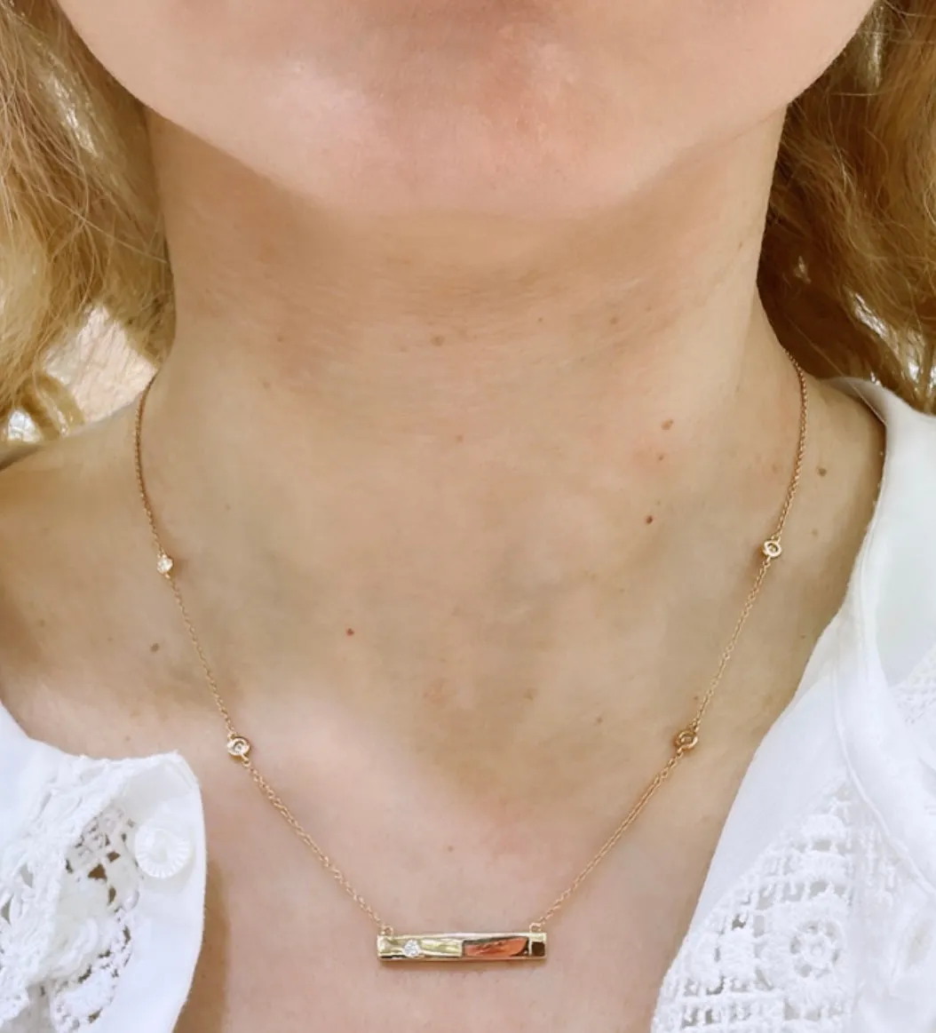 Diamond Bar Name Plate Pendant Necklace