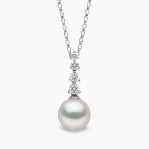 Diamond Classic 18K Gold Pearl Descending Diamond Pendant