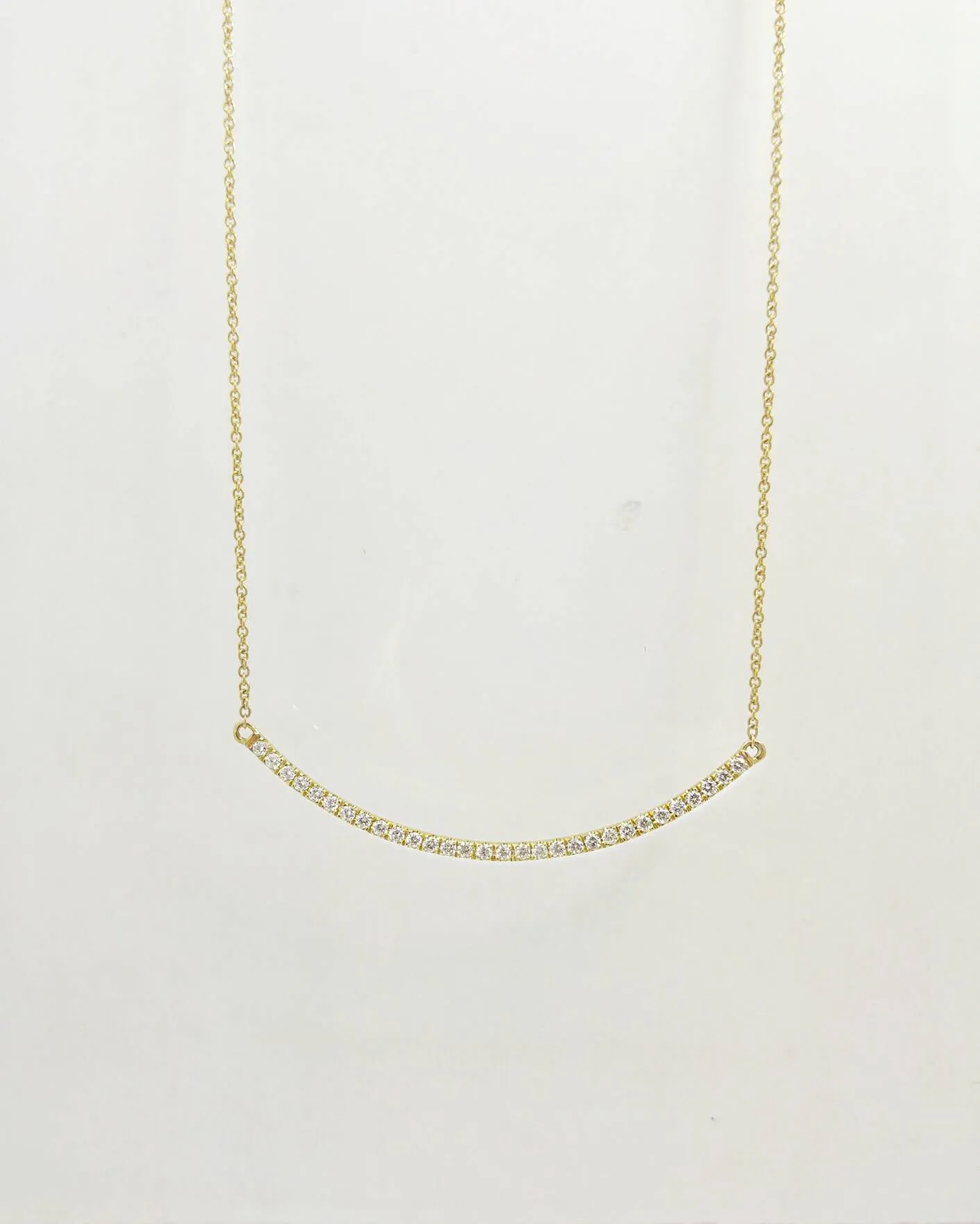 Diamond Curved Bar Necklace - Dainty Necklace Pendant