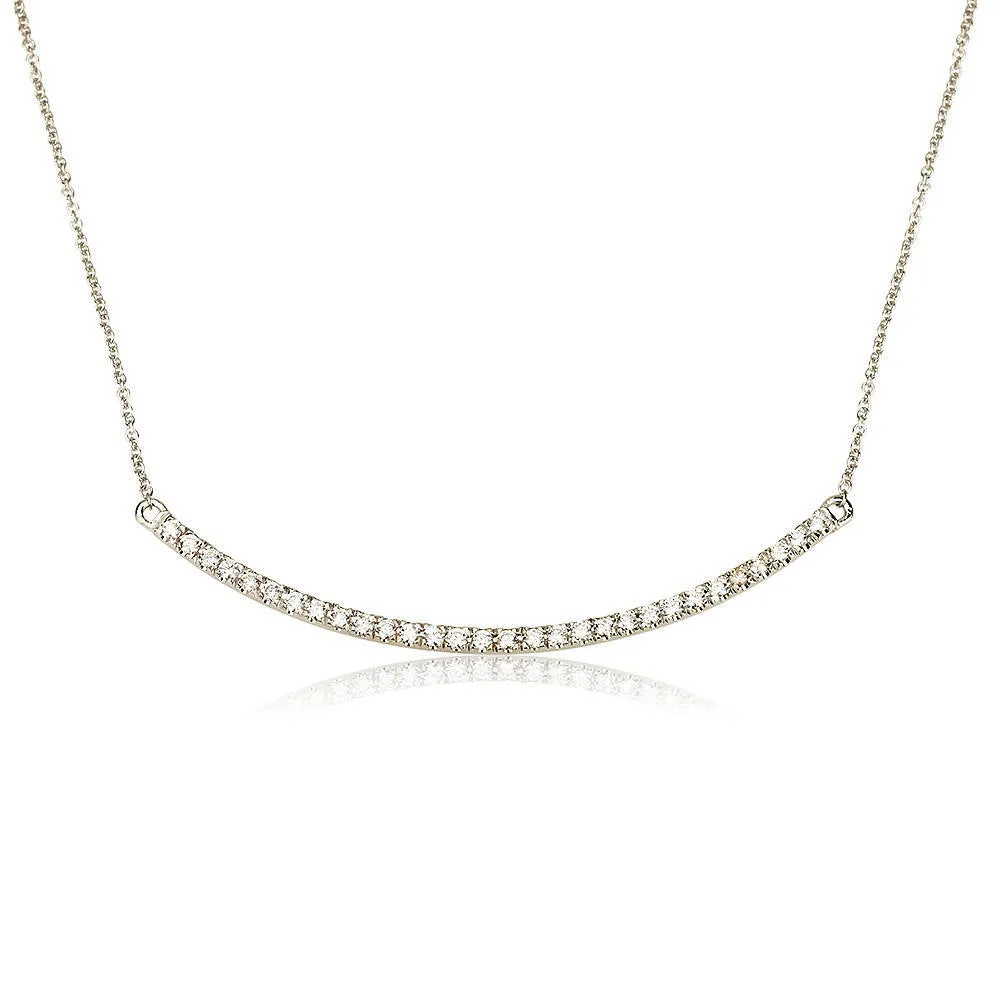 Diamond Curved Bar Necklace - Dainty Necklace Pendant