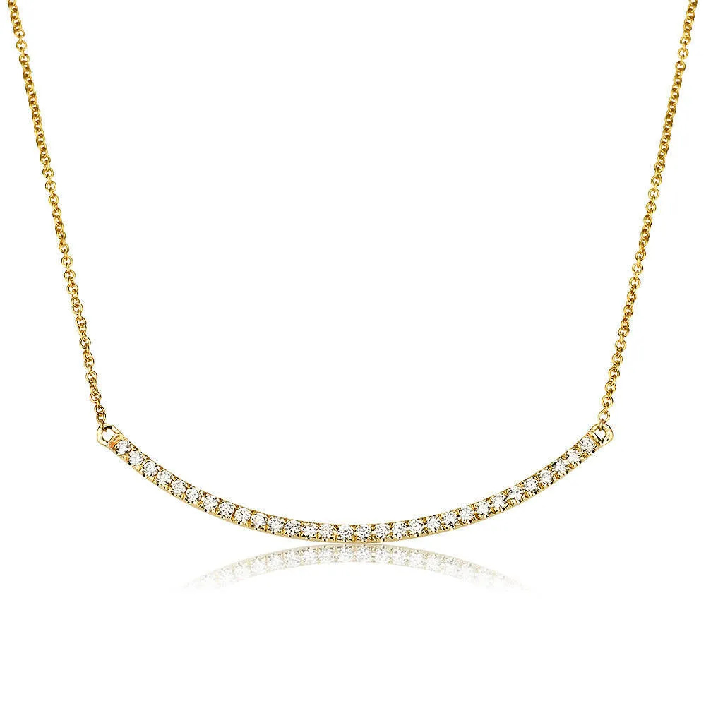 Diamond Curved Bar Necklace - Dainty Necklace Pendant
