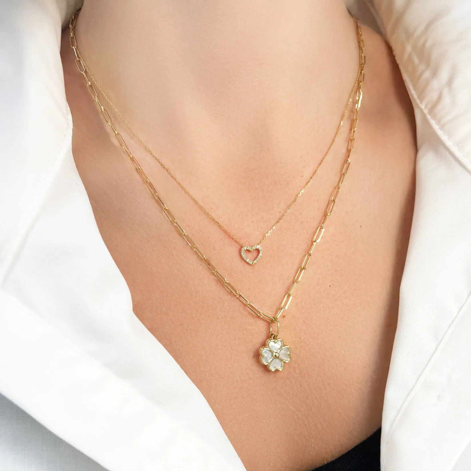 Diamond Cut Out Heart Necklace