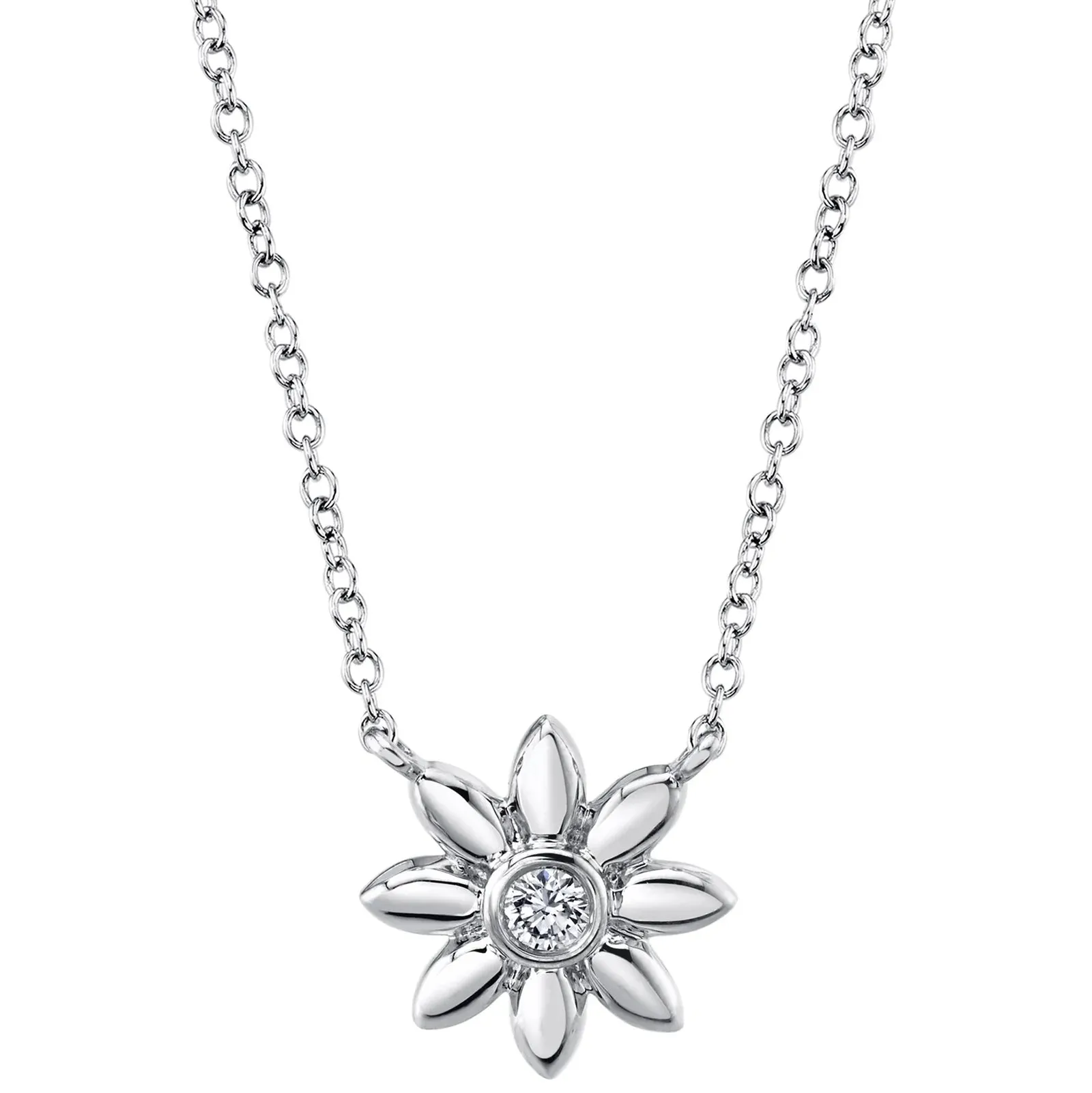 Diamond Flower Pendant Necklace