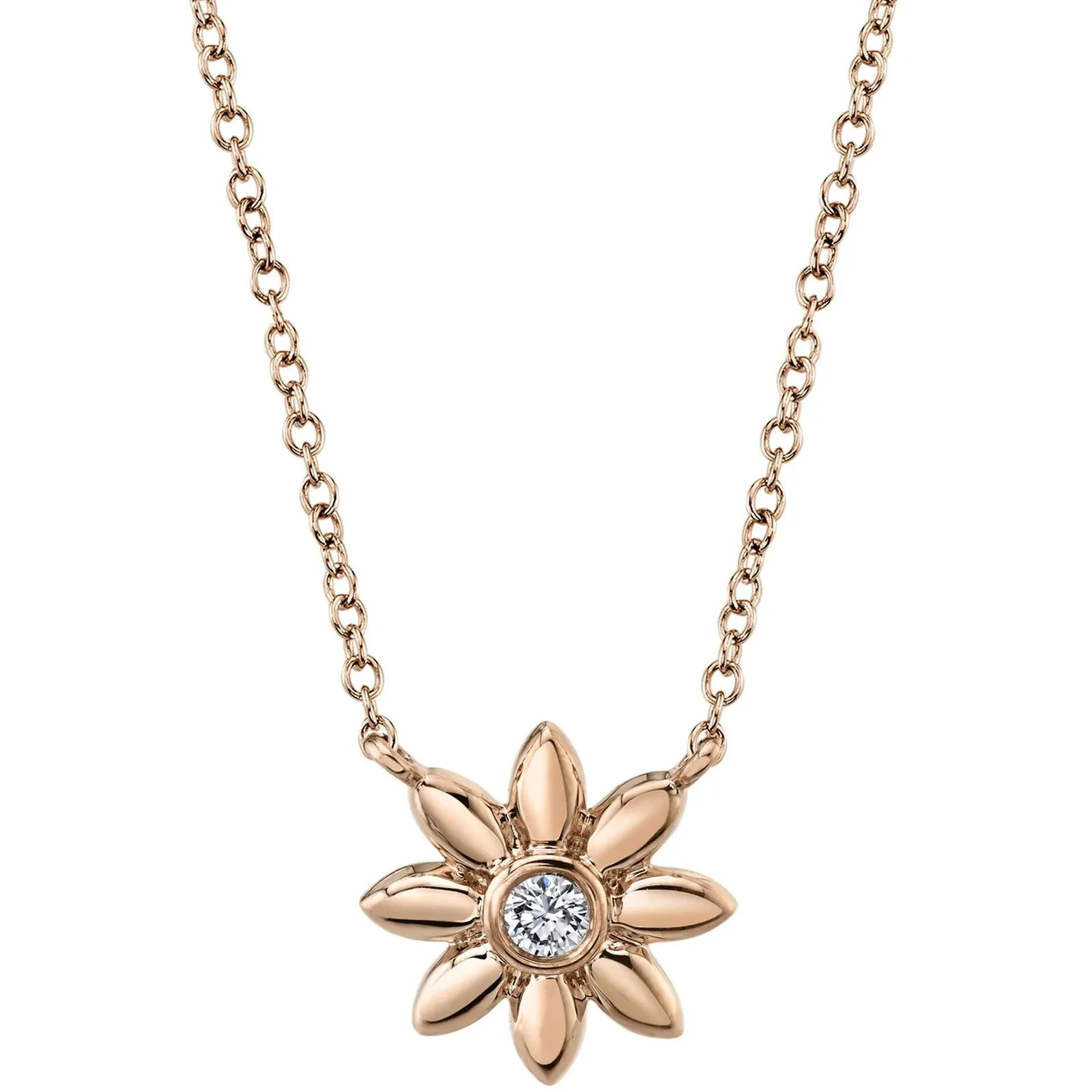 Diamond Flower Pendant Necklace