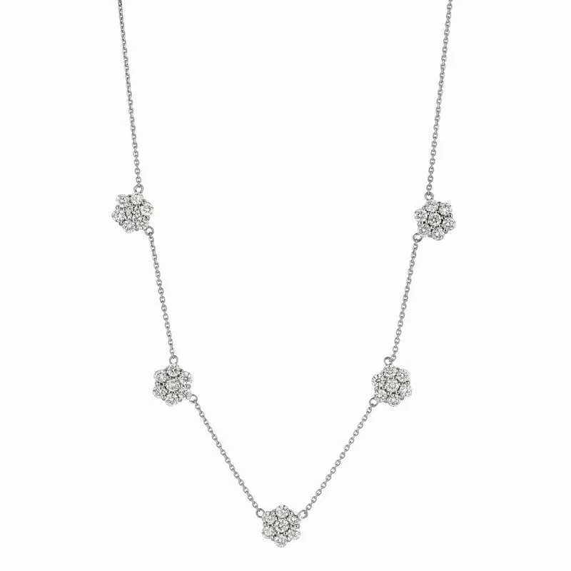 DIAMOND FLOWERS NECKLACE 14K GOLD (3.01 CTW)