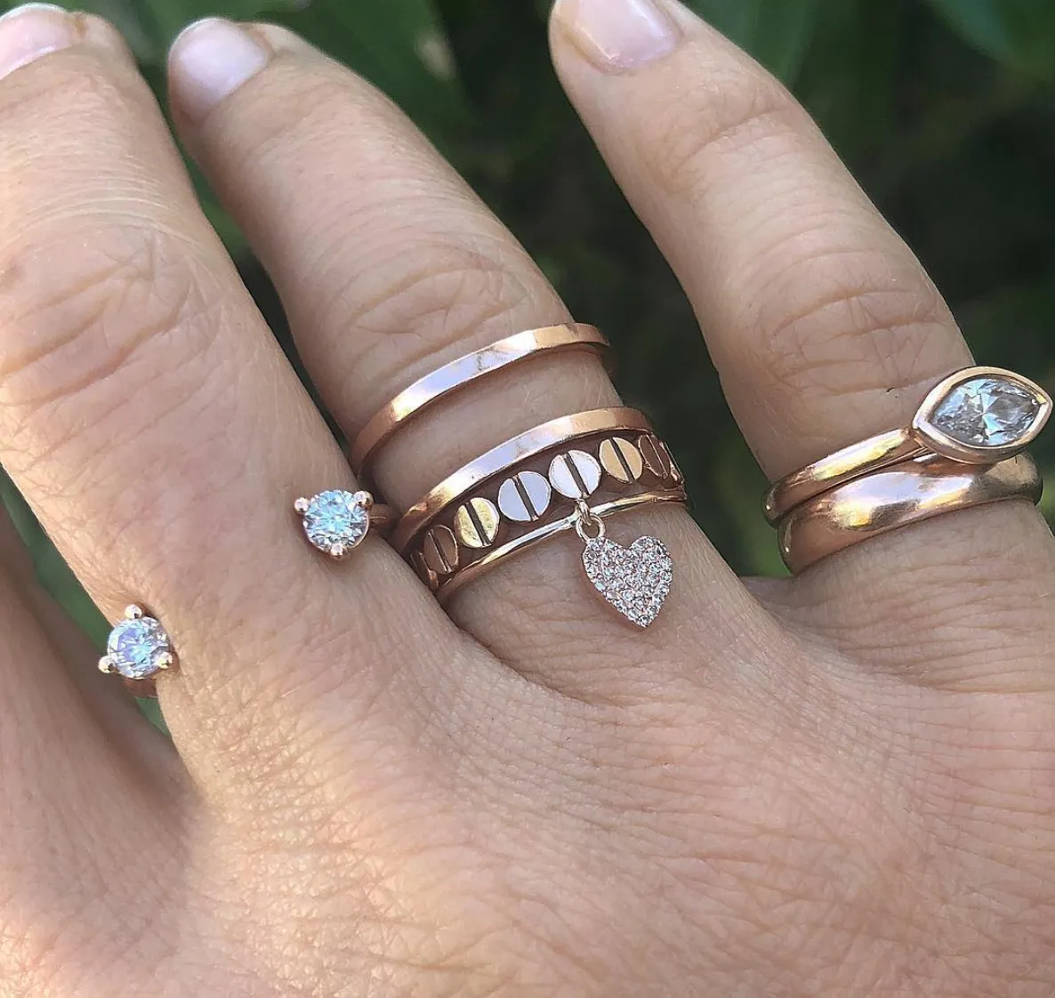 Diamond Heart Charm Ring