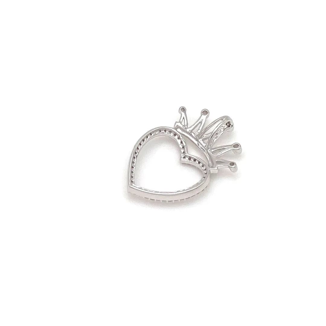 Diamond Heart with Crown Pendant 10k Gold 0.12ct