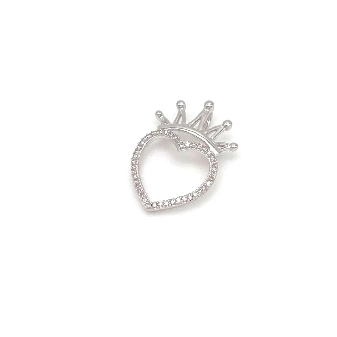 Diamond Heart with Crown Pendant 10k Gold 0.12ct