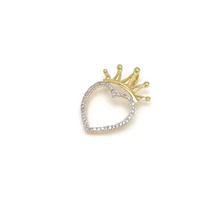 Diamond Heart with Crown Pendant 10k Gold 0.12ct