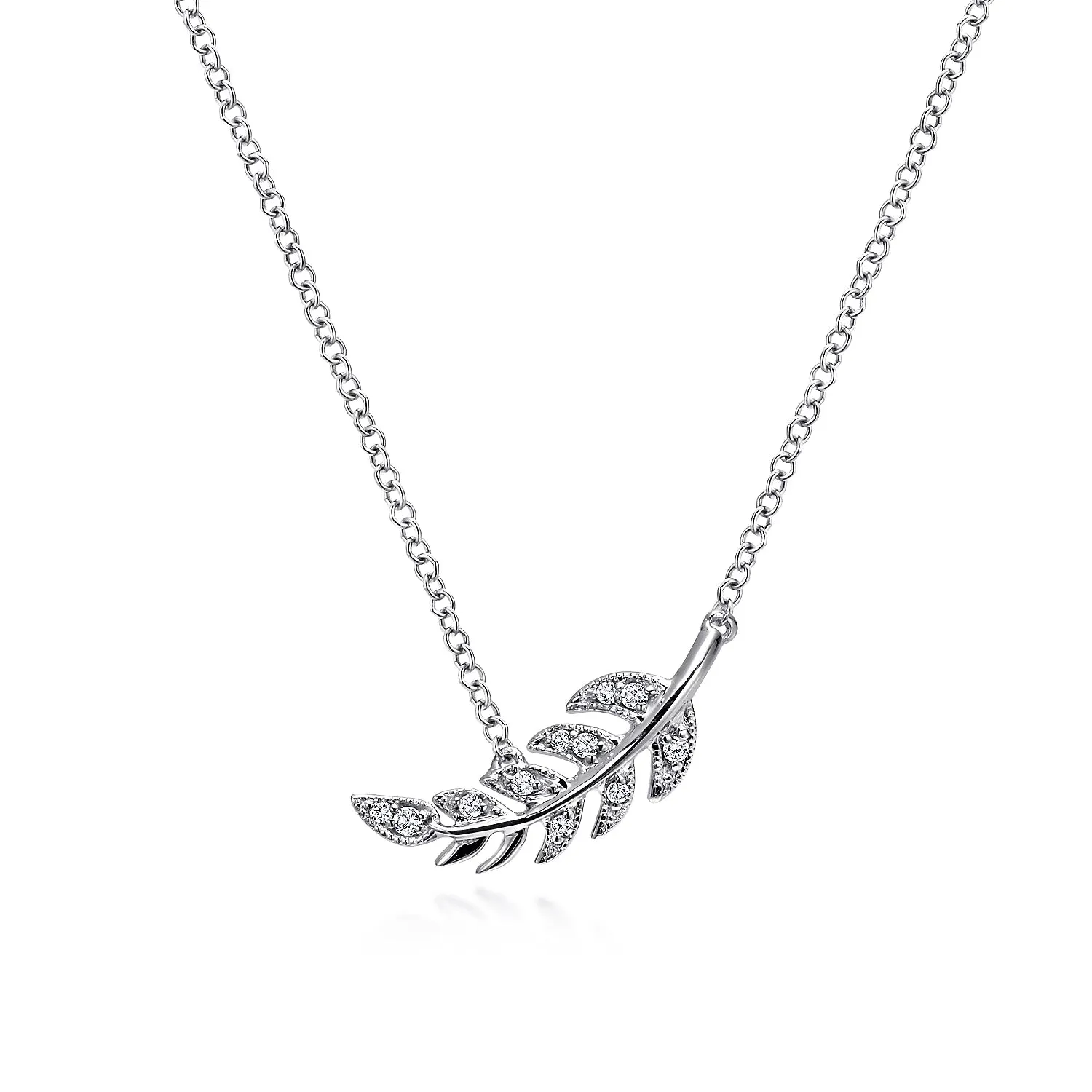 Diamond Leaf Pendant Necklace